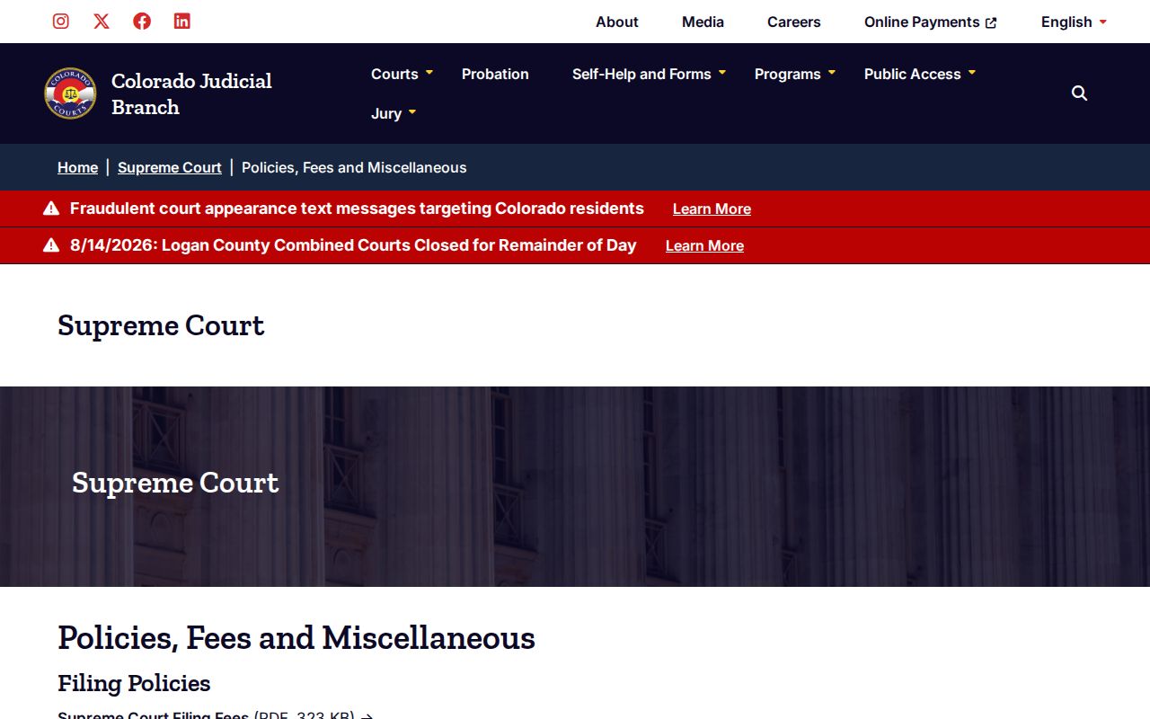 Huerfano County case search and Colorado appellate records policies