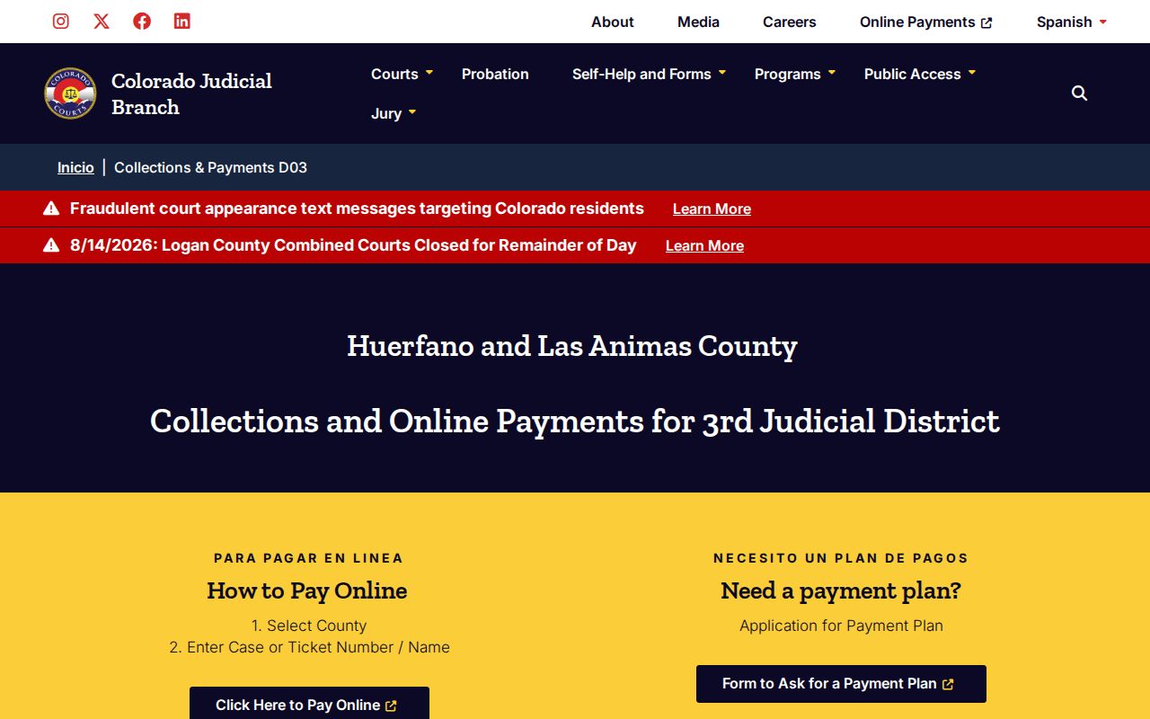 Huerfano County traffic court payment search
