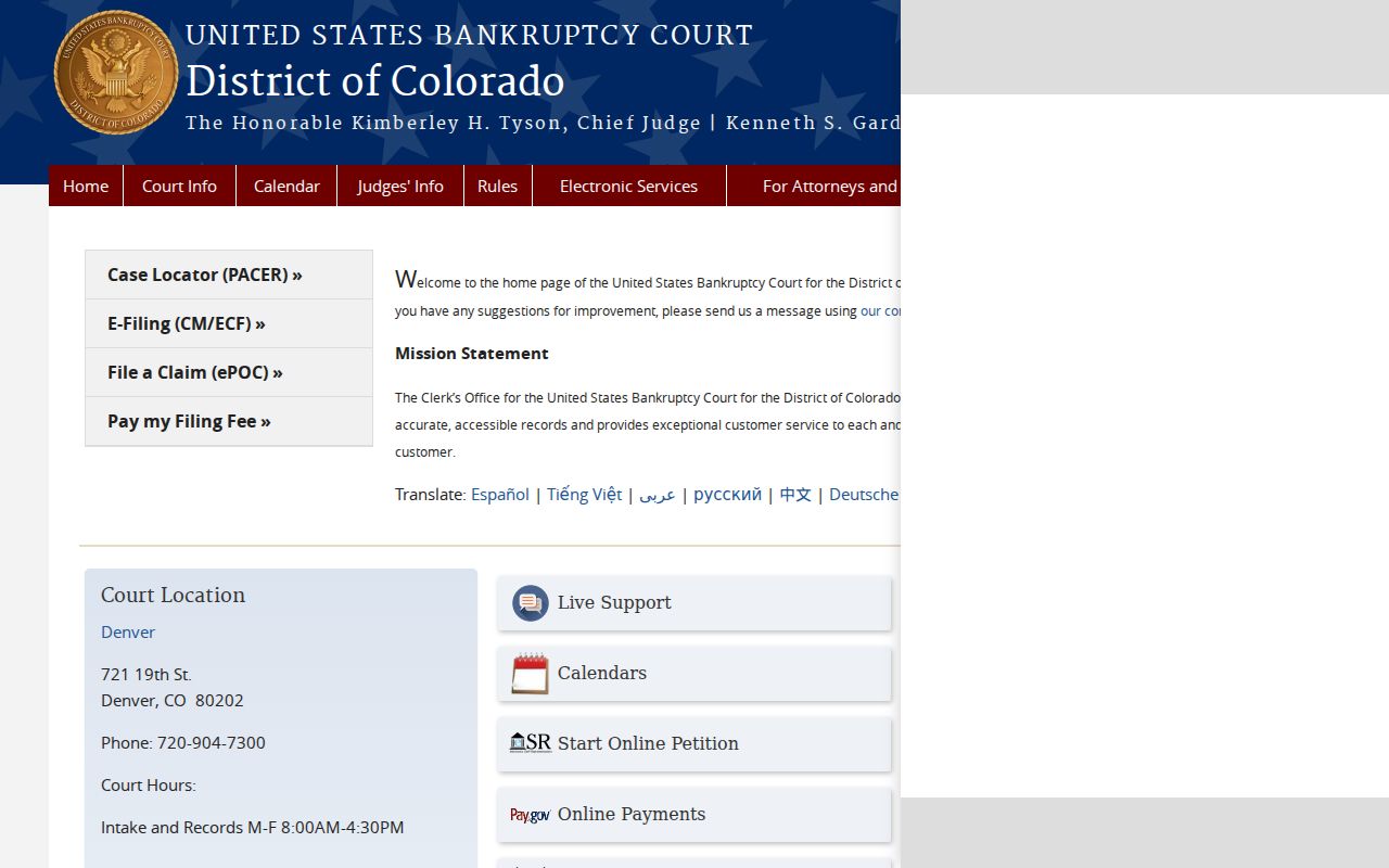Walsenburg court records venue comparison with Colorado bankruptcy court