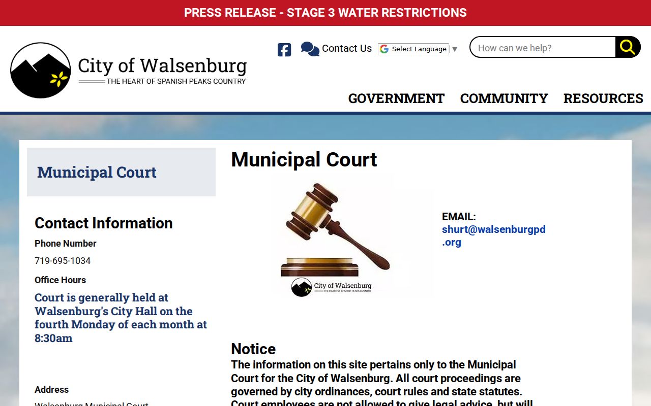 Walsenburg court records and Municipal Court information